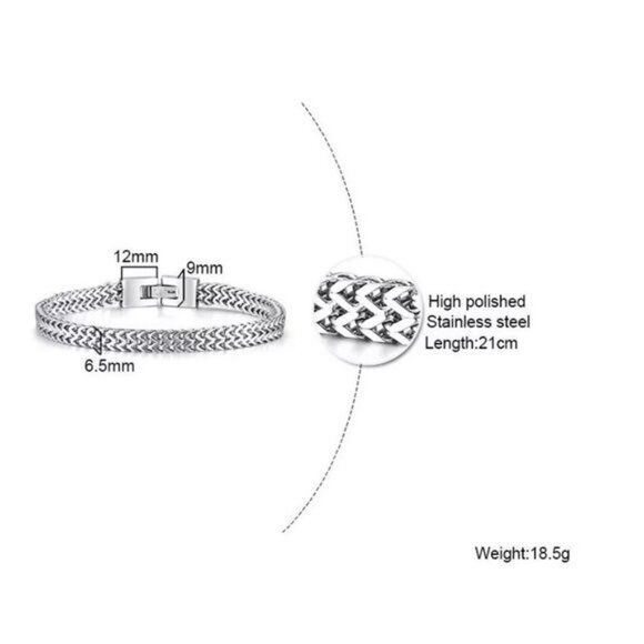 Men’s Double Rope Chain Bracelet Stainless Sterling 9” Punk - Picture 7 of 9